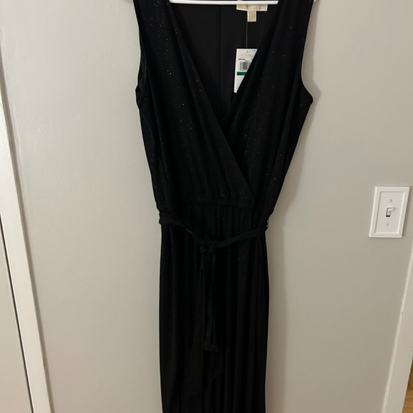 Faux Wrap V-Neck Glitter Jumpsuit - Picture 2 of 7